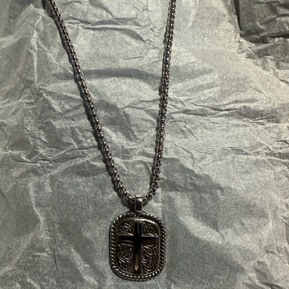 Men’s stainless steel serenity prayer necklace